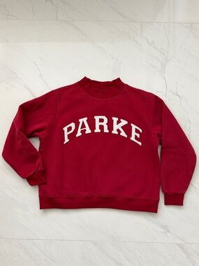NEW PARKE Varsity Mockneck Sweatshirt
in Crimson/White in Size L/XL